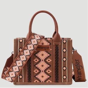 Wrangler Southwest Print Small Canvas Tote/Crossbody - Dark Brown