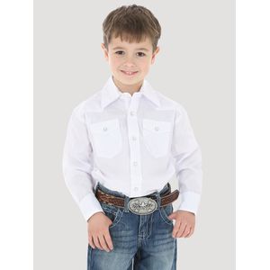 Wrangler Boys Long Sleeve Dress Western Snap Shirt - White