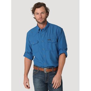 Wrangler Men's Performance Snap Long Sleeve Solid Shirt - High Tide