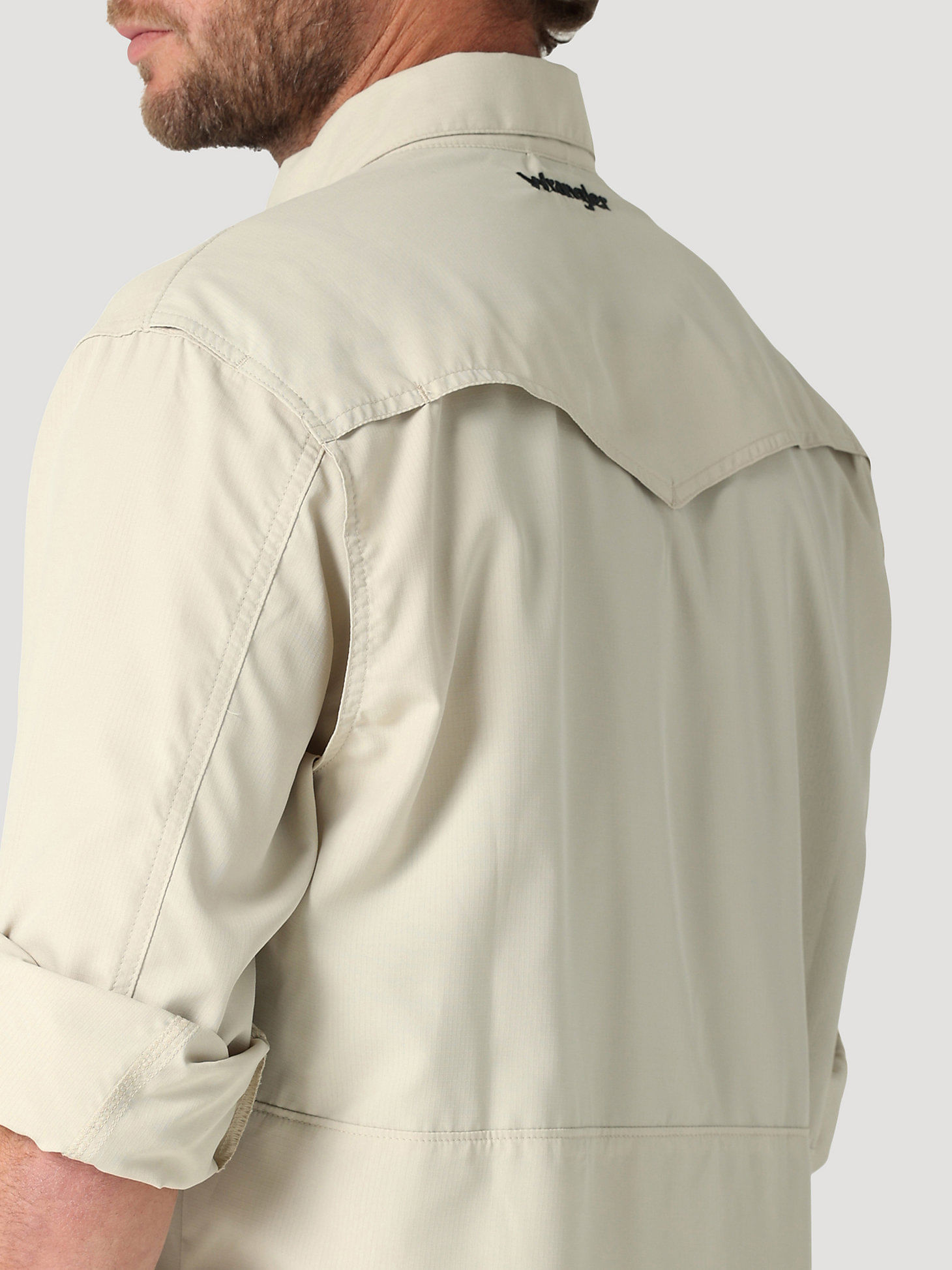 Wrangler Men's Performance Snap Long Sleeve Solid Khaki Work Shirt