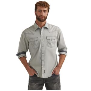 Wrangler Men's Retro® Premium Long Sleeve Shirt - Modern Fit - Grey