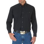 Wrangler-Men-s-George-Strait-Solid-Long-Sleeve-Shirt---Relaxed-Fit---Black