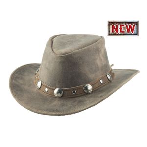Bullhide Hats Unisex Crackled Leather Hat - Grey