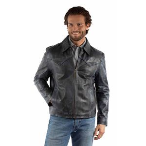 Scully Men's Zip Front Leather Jacket - Brown