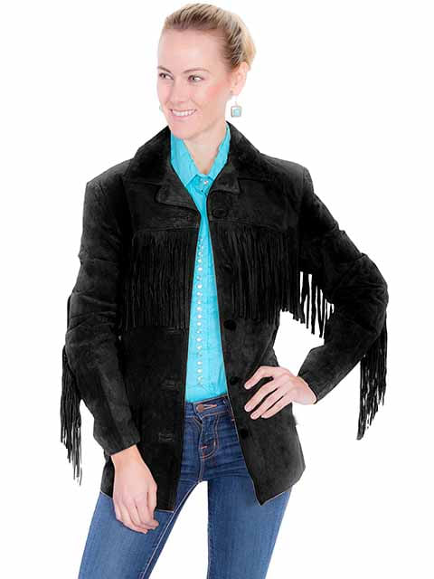Scully-Women-s-Fringe-Suede-Jacket---Black