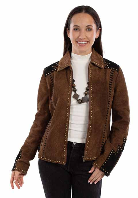 Scully-Women-s-Lamb-Suede-Jacket---Brown