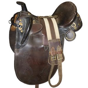 Used Aussie Saddle with Horn and Girth 15" - Brown