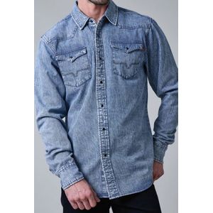 Kimes Ranch Men's Durango Denim Long Sleeve - Indigo Stripe