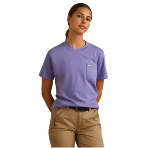 Ariat Women's Rebar Cotton Rough Neck - Corsican Blue Heather