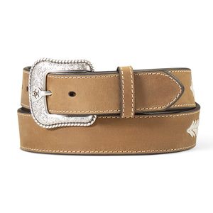 Ariat 1-1/2" Floral Tabs Conchos Lace BR Belt - Brown