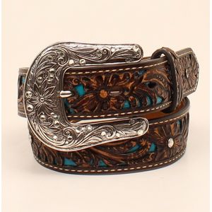 Ariat Girls' Fashion Belt - Brown with Blue Accents
