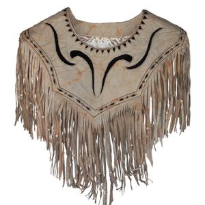 Kobler Leather Fringed Poncho - Cream Nappa