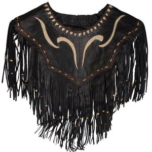 Kobler Leather Fringed Poncho - Black Nappa