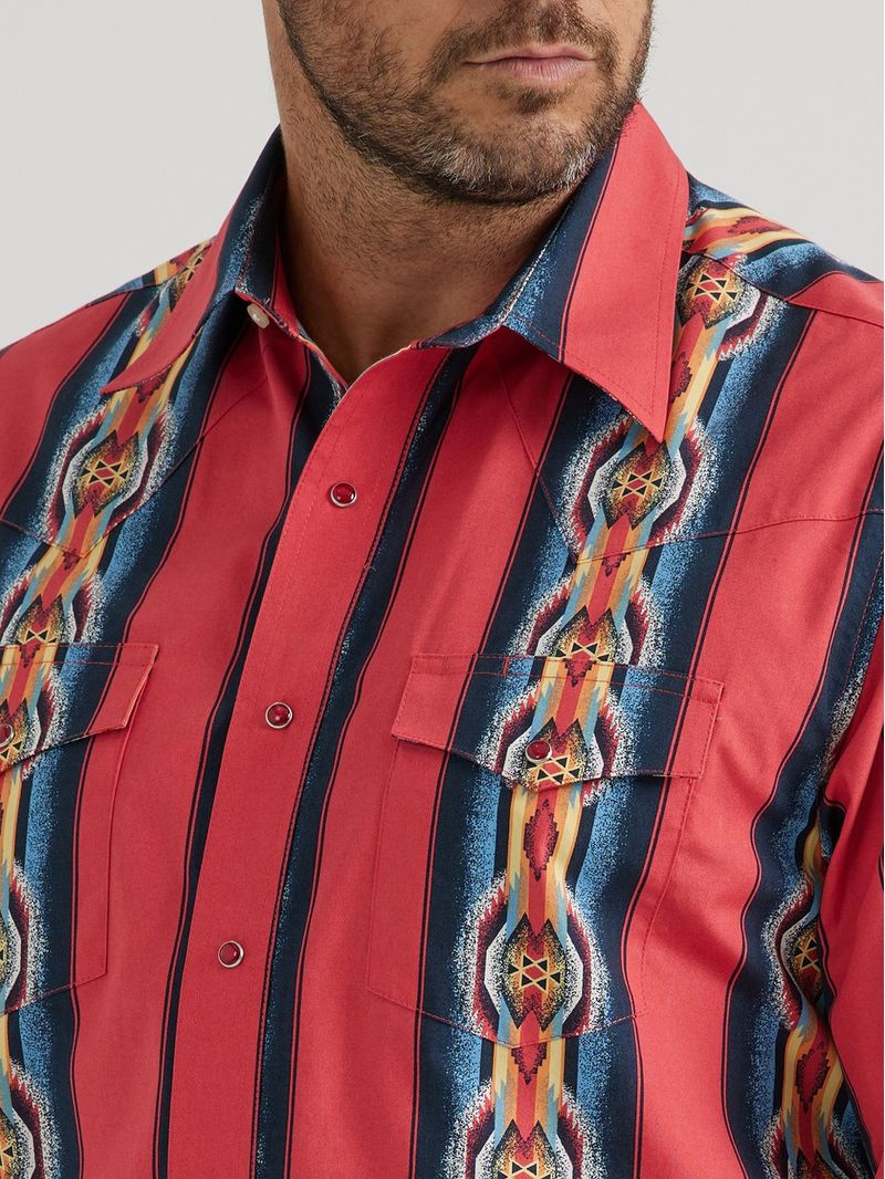 Wrangler-Men-s-Checotah-Snap-Red-Print-Western-Shirt