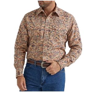 Wrangler Men's Checotah Long Sleeve Shirt - Tan