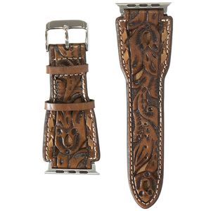 Nocona Men's iWatch Band Floral Overlay - Brown