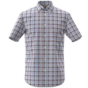 Wrangler Men's Riata Short Sleeve Plaid Shirt (112346243) - Navy/Orange