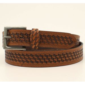 Nocona Men's HDX Basket Tooled Stitched Buckle Belt - Tan