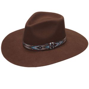 Twister Women's Pinch Front Hat with Trim - Brown