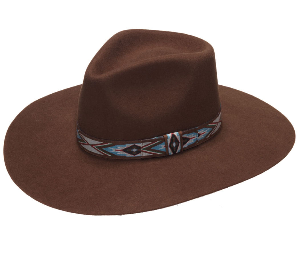 Cappello a cilindro piatto in pelle marrone