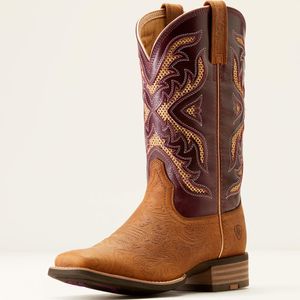 Ariat Women's San Angelo 360 VentTEK  Western Boot - Tooled Toasted Almond/Aged Merlot