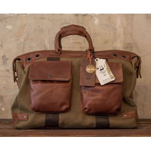 Will Leather Goods Canvas Leather Travel Duffel - Tobacco