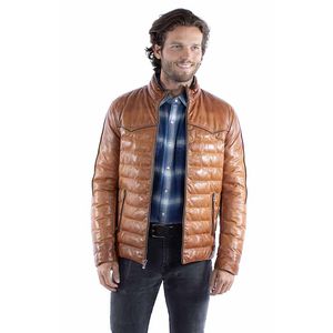 Scully Men's Front Zip Leather Jacket - Cognac