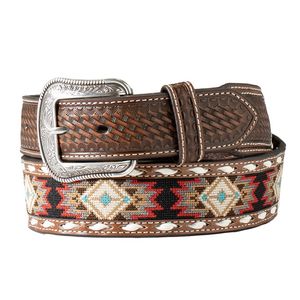 3D Men's Tapered Southwestern Diamond Embroidered Belt with Buckle