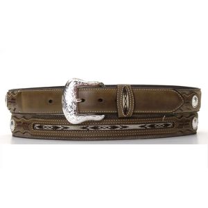 Nocona Men's Top Hand Aztec Ribbon Belt with Buckle - Brown