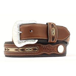 Nocona Men's Top Hand Aztec Ribbon Belt - Black