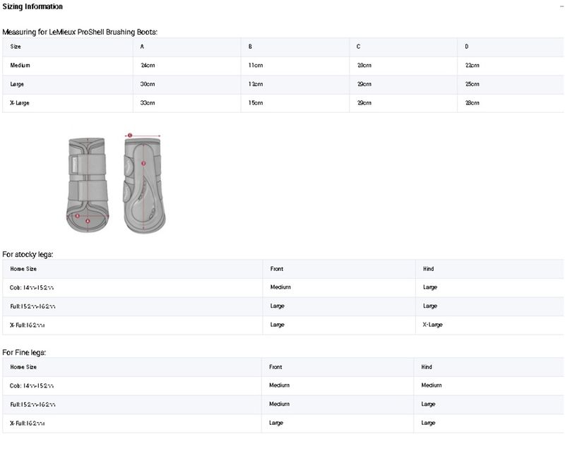 lemieux-proshell-brushing-boots-size-chart