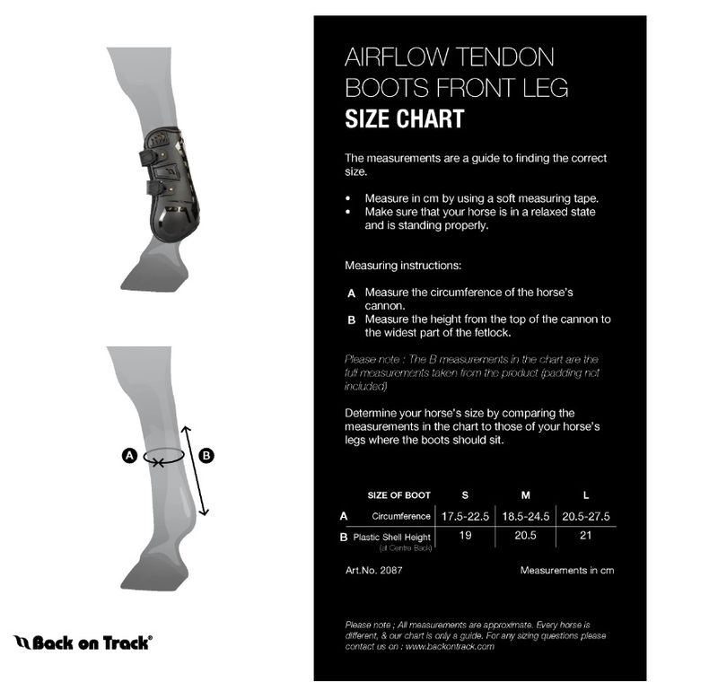 back-on-track-airflow-tendon-boot-size-chart