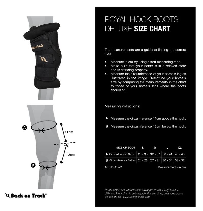 back-on-track-royal-hock-boot-deluxe-size-chart