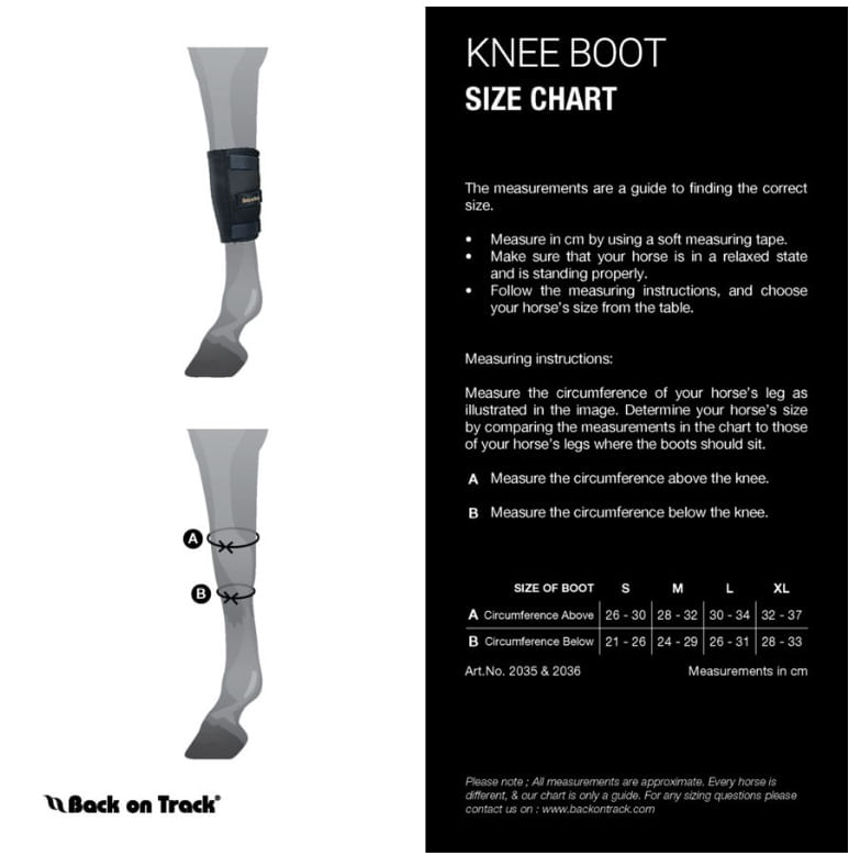 back-on-track-knee-boot-size-chart