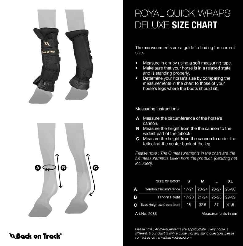 back-on-track-royal-deluxe-quick-wrap-size-chart