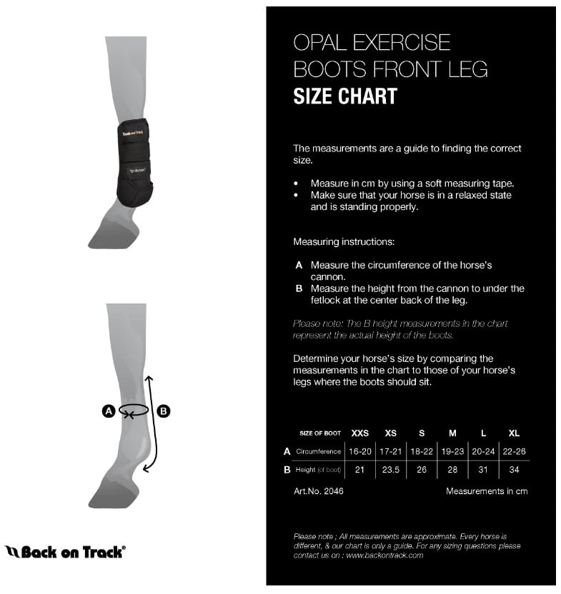 back-on-track-opal-front-boot-size-chart