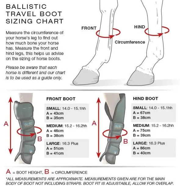 premier-equine-knee-pro-travel-boot-size-chart