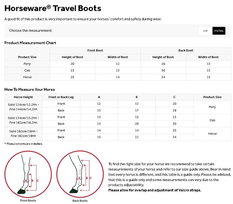 horseware-travel-boot-size-chart
