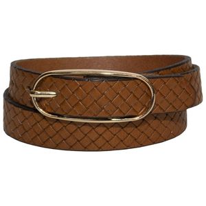 Keldon Slim Leather Embossed Pattern Belt - Brown (4297-25)