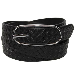 Keldon Slim Leather Embossed Pattern Belt - Black (4297-30)