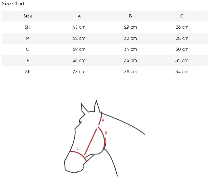 horze-smoky-twilight-comfort-fleece-halter-size-chart