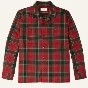 Filson Men's Elk Heights Camp Shirt - Sycamore Green / Red