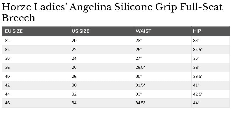 horze-angelina-full-seat-breech-size-chart