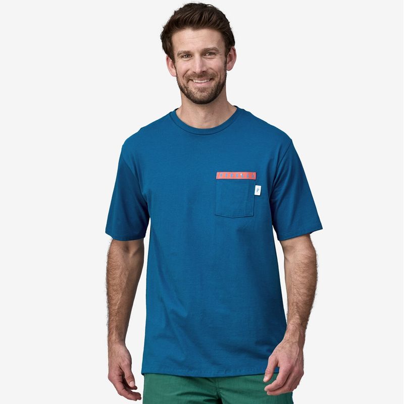 Patagonia Men s Water People Organic Pocket T Shirt in Endless Blue Large