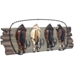 Tough 1 Western Themed 4 Hook Rack - Horses