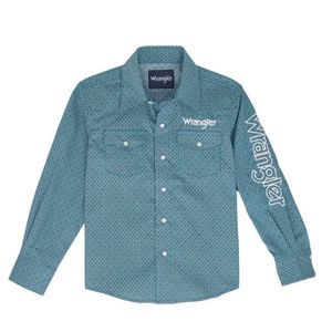 Wrangler Baby Boy Long Sleeve Snap - Blue Print