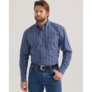 Wrangler® Men's George Strait™ Long Sleeve  Button Down One Pocket Shirt - Sharp Navy