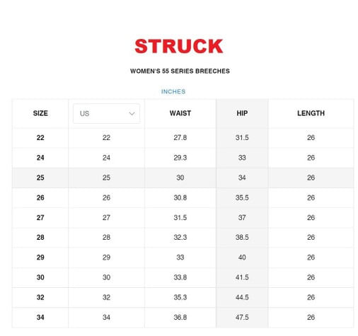 struck-55-series-breeches-size-chart