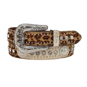 Nocona Calf Hair Leopard Belt - Brown