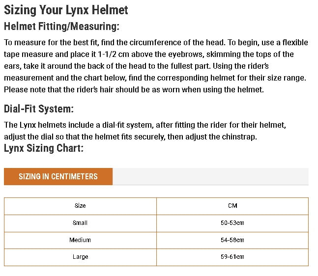 back-on-track-lynx-helmet-size-chart